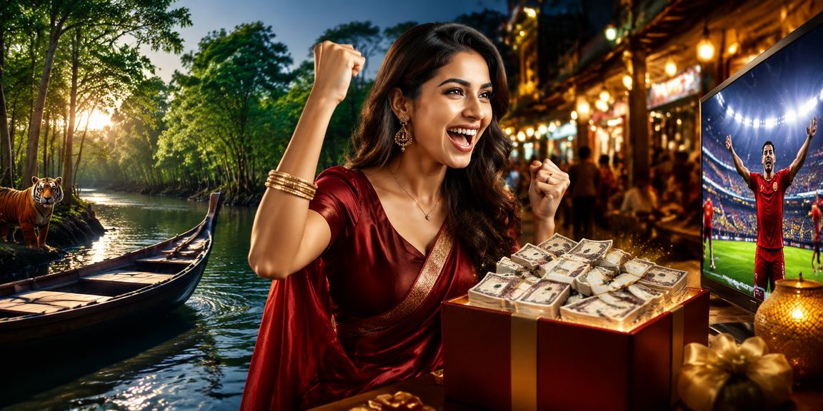 সুন্দরবনের রাতের বাজারে মোবাইলে বেটিং অ্যাপ ব্যবহারের দৃশ্য